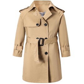 Betusline Boys Trench Coat Double Breasted Classic Belted Overcoat Outwear Dress Coats,1# khaki,7-8 Years = Tag 140