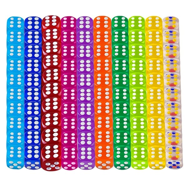 TZQFROCE Colourful Dice Set of 100 Six Sided Dice Colourful