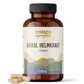 Baikal Helmkraut Capsules - 180 x Pieces | The Original from Lake Baikal - Highly Concentrated | 470 mg per Capsule - 2 Month Supply Vegan - Dorado Superfoods®