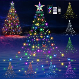 Smart Lighted for Christmas Tree, 6.56FT 320LED RGB Color Changing Christmas Lights with Remote Timer, 40+ Scene Modes Xmas tree decoration lights, Music Sync App Controlled for Festivals, Party