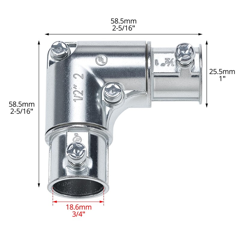 QWORK 1/2 Inch EMT Conduit Fittings Inside Corner Pull Elbow,