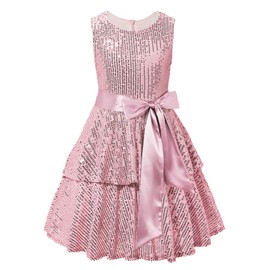 Century Star Birthday Dress for Girls - Party & Special Occasion Dress - Sequin, Sparkly, Formal, Prom & Fancy - Cute Kid Graduation & Elegant Sleeveless - Holiday Pink - 10-12 Years