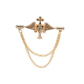 Brooch Lapel Pin for Men Winged Heart with Stone Lapel Pin Golden Badge Coat Suit Wedding Gift Party Shirt Collar Accessories
