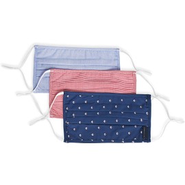 Perry Ellis Reusable Pleated Woven Fabric Face Masks (Pack of 3, Assorted Prints and Colors)