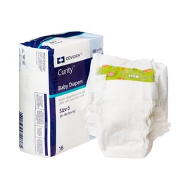 Curity Baby Diaper Tab Closure Size 6 Disposable Heavy Absorbency, 80058A - Pack of 18