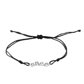SBI Jewelry Black Pawprint Bracelet for Women Family Friends Adjustable String Paw Print Wristlet Gift for Cat Dog Pet Love Birthday Anniversary