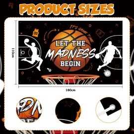 AIBIIN Basketball Theme Backdrop Let The Madness Begin Party Decorations Madness Basketball Sports Party Supplies Indoor Outdoor 70.8x43.3inch