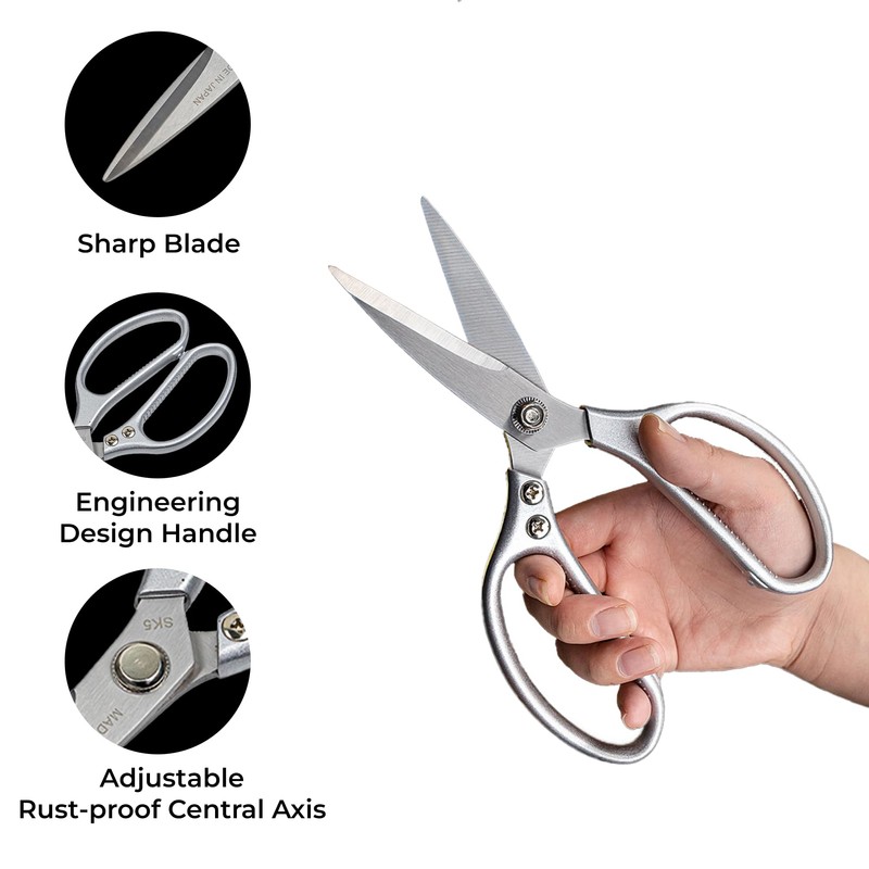 Seido Knives Stainless Steel Kitchen Scissors | Multi-Purpose Shears for