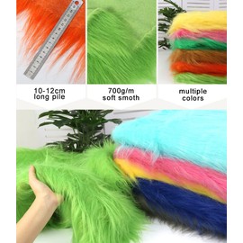 ZhHOME Fluffy Plain Faux Fur Faux Fur Fabric 10 cm Long Pile 170 x 50 cm Soft Plush Fabric for Costumes, Decorating Crafts, Toys (Colour: White)