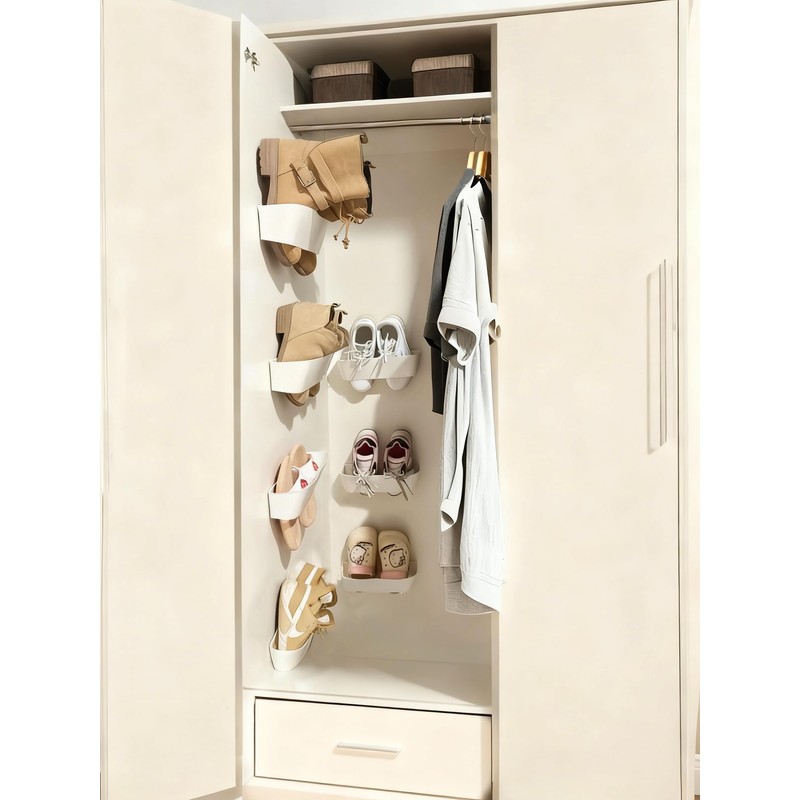 DegMongee Wall Mounted Shoe Rack, Adhesive & Drill Mount Hanging