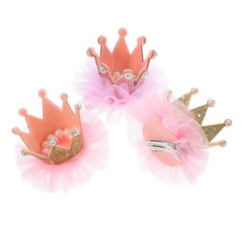Kisangel 3Pcs Girl Crown Hair Clips Elastic Flower Headwear Accessories for Random Color Hair Accessories for Parties and Daily Wear Random Color