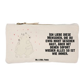 Mr. & Mrs. Panda Size S Small Make Up Bag Polar Bear Hugging - Gift, Funny Sayings, Animal Motifs, Pencil Case, Animals, Cosmetic Bag, White, Hand Drawn