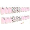 Pink Floral Matte Square Press-On Nails - 24 Pieces -