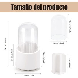 Organizador de Brochas de Maquillaje Almacenamient, Organizador Giratorio para Brochas de Maquillaje con Tapa, Organizador de Brochas de Maquillaje Resistente Al Polvo para Cambiador, Baño (Blanco)