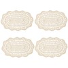 kilofly Crochet Cotton Lace Placemats Doilies 4pc, Oval, Beige, 7.8