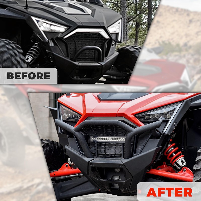 SAUTVS Front Mesh Grill with LED Light Bar for RZR