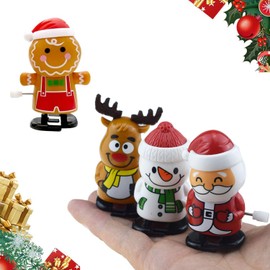 Norhogo Pack of 4 Christmas Wind Up Toys, Clock Movement Running and Jumping Toy, Wind Up Toy Christmas Children, Wind Up Gingerbread Men for Christmas Stockings and Gift Bag Fillers