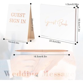 Wedding Guest Book Set, Wedding Reception Special Events. Romantic Wedding Guest Signature Book with Pen and Hard Cover Cherished Modern Script Wedding Book Blank Pages. (White)