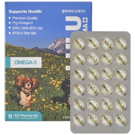 Lulu Pharma pet nutrition, 60 tablets, omega 3, 1 pc / 룰루파마 반려동물 영양제, 60정, 오메가3, 1개