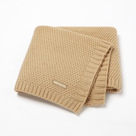 Knitted Baby Blanket, Cuddly Blanket, Odot Pram Outdoor, Children's Blanket, Crawling Blanket, Perfect for Girls and Boys, Babies (80 x 100 cm, Brown)