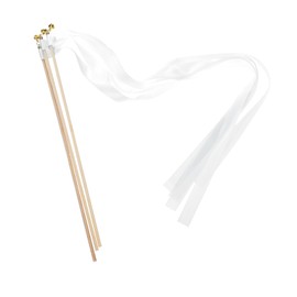 sourcing map 20Pcs Wedding Party Ribbon Streamers Sticks for Wedding Party Celebration White