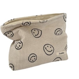 Bolsas de cosméticos para mujer, bolsa de cosméticos de pana estética para mujer, monederos, puntos sonrientes, organizador de maquillaje, bolsa de ma