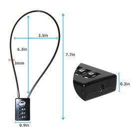 SISAV 3 Digit Cable Combination Lock 16 inches Cable for School Gym Locker,Filing Cabinets,Helmet,Toolbox,Luggage Suitcase,knapsack,Black 2Pack