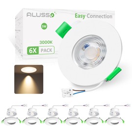 ALUSSO 5 W Recessed Spotlight LED 68 mm Warm White 3000 K Recessed Spotlight LED Flat 25 mm LED Recessed Spotlight 230 V for Kitchen Bathroom Living Room Pack of 6