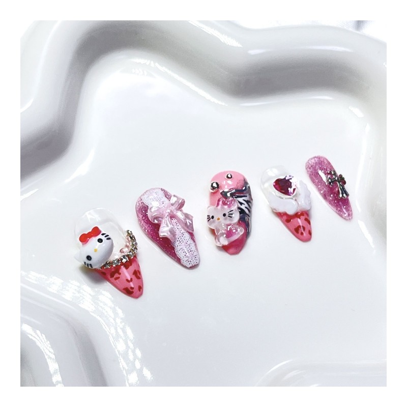 Gyarust Pink Cat Nail - Oval (Long) / 갸루st 핑크