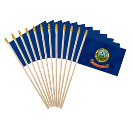 Idaho State Handheld Stick Flag 4x6 Inch 12 Pack Small Mini ID Flag On Wooden Stick For Patriotic Festival Events Party Decoration(ID, 4X6 In)
