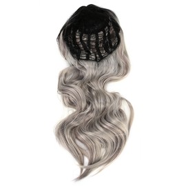 Long Curly Wavy Wigs Women Female Synthetic Hair Black Gray Middle Part Wigs