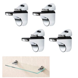 Adjustable Wood/Glass Shelf Bracket Solid Metal Wall Mount 2 Pcs or One Pair,Polished Chrome (k839-4PCS)