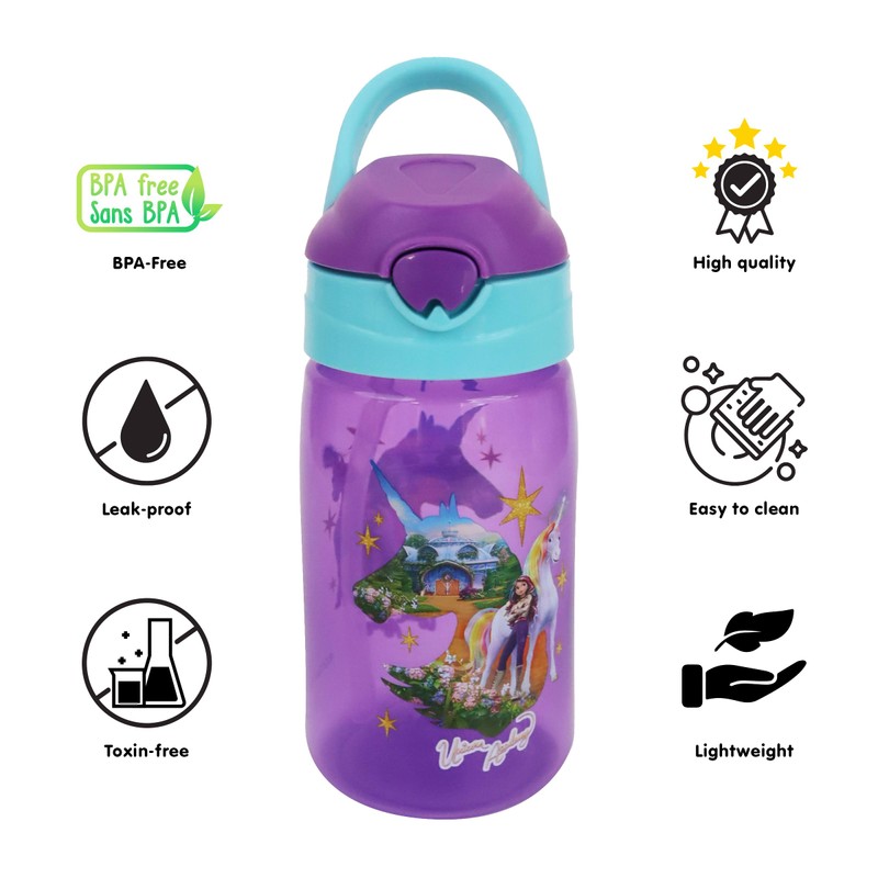 Unicorn Academy Water Bottle with Soft Handle 430ML
