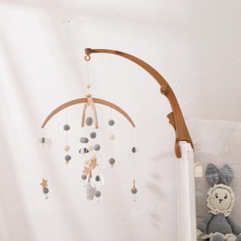 let's make Bed Mary Arm Mobile Holder Baby Clip Type Folding Crib Compatible Mobile Attachment Sleeping Bedding Baby Toy (Brown)