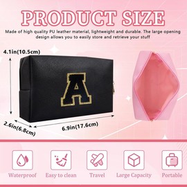 Lohhbve Small Minimalism Cute A-Z Makeup Bag, PU Leather Waterproof Cosmetic Bag Daily Use Toiletry Cosmetic Pouch, Portable Storage Travel Toiletry Bag for Women Girls Essential Cosmetic Organizer