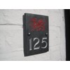 Engraved Slate House Number Sign Plaque with Hand Painted Motif