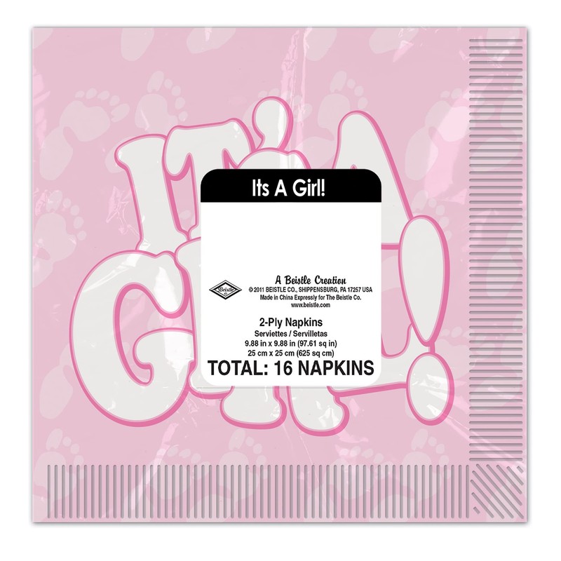Beistle It's A Girl - Servilletas para bebidas, color rosa