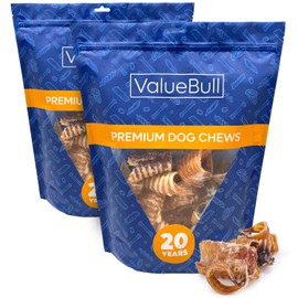 ValueBull Beef Trachea Bites, Premium, 2 Pounds - Natural Angus Dog Chews with Glucosamine, Chondroitin & Amino Acids