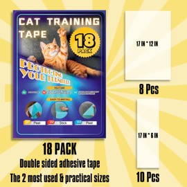 MonJolly 18 Pcs Cat Anti Scratching Training Tape, Double Sided Sticky Tape for Cats, Couch Protector from Cat Claws, Cat Scratch Furniture Protector, Couch Protector Cat, Cat Furniture Protector