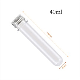 Ginhkok Test Tubes with Aluminum Cap, 1.4 fl oz (40 ml), Clear PET, Set of 6, Laboratory Sample Picking, Small Storage Containers, Plant Specimen Storage, Fragrance Storage Container