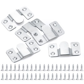 10PCS Flush Mount Bracket, Stainless Steel Interlocking Photo Frame Hook, Heavy Duty Picture Hanging Hooks Z Clip Bracket for Large Picture Display Art Gallery Wall Mount Frame