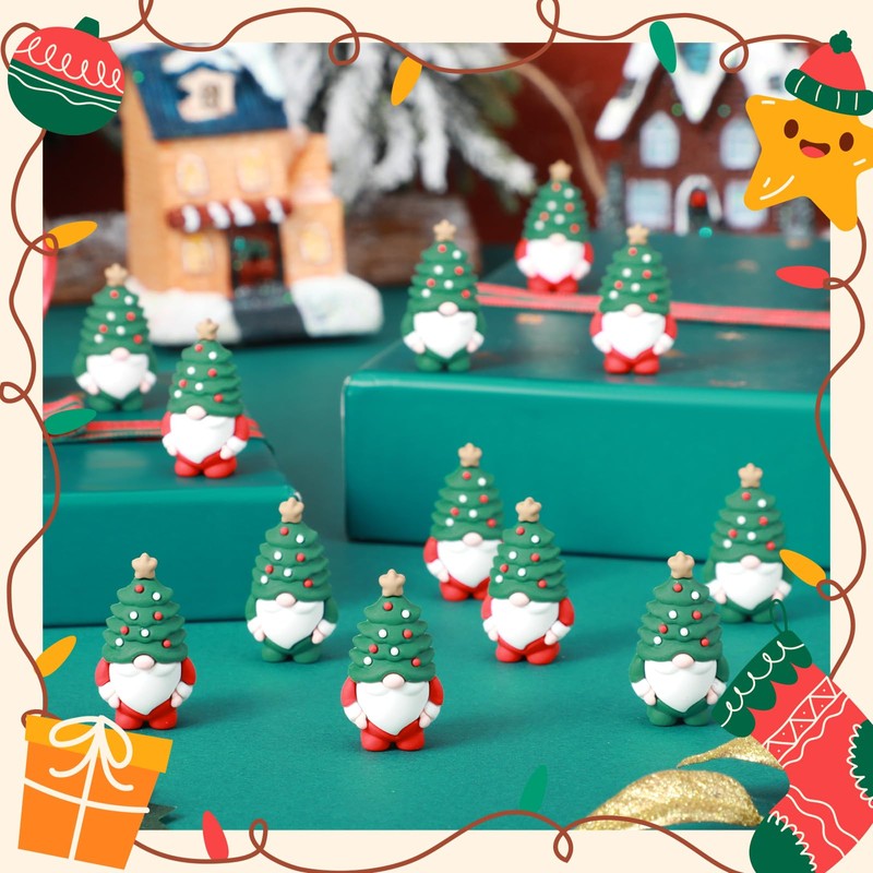 Sonwyoung 25 Pcs Mini Christmas Gnome Figurines Including Red and
