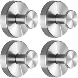 Gewtur 4 PCS Suction Cup Hooks, Stainless Steel Heavy Duty Shower Hooks for Bathroom, Hanging Towels