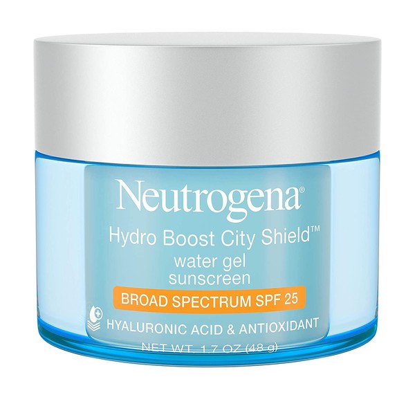 Neutrogena Hydro Boost City Shield Water Gel with Hydrating Hyaluronic Acid, Facial Moisturizer with Broad Spectrum SPF 25 Sunscreen, Oil-Free, Alcohol-Free, Non-Comedogenic, 1.7 oz