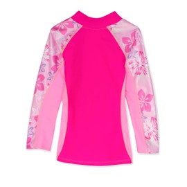 Tuga Girls Shoreline L/S Rash Guard, Made in USA (UPF 50+), Baya, 4/5 yrs
