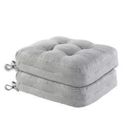 LYLNBYWK Dining Chair Cushions Set of 2, Double-Layer Memory Foam Kitchen Seat Cushions, Non-Slip Thickened Chairs Pads with Ties, 16.5"x16.5"x 3.5", Grey