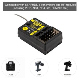 GoolRC Flysky FGR8B Receiver, 2.4GHz 8CH Remote Control Receiver PWM/PPM/i-Bus Output Compatible with AFHDS 3 Transmitters and RF Modules PL18/ NB4 /NB4 Lite/ FRM302 for RC Car RC Boat