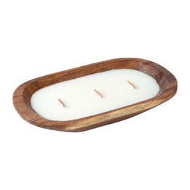Restaurantware-Coco Casa 9.1 x 5.5 x 2 Inch Wood Dough Bowl Candle, 1 Hand Poured Bread Bowl Candle - Pineapple Papaya Fragrance, Double Wax Blend, Soy Wax Scented, Wooden Wick