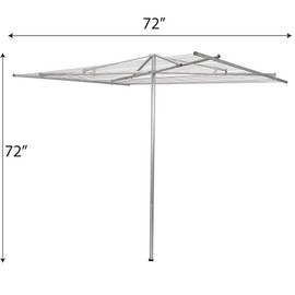Household Essentials 17130-1 Rotary Outdoor Umbrella Drying Rack | Aluminum | 30-Lines with 210 ft. Clothesline,Silver