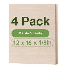 Rowood 6 Pack Maple Plywood 1/8,12x16x1/8inch,3mm Wood Sheets Thin Unfinished Maple Plywood for Laser Cutting and Engraving,DIY Adult Craft Project Kits for Ornaments, Models Drawing,Wood Burning
